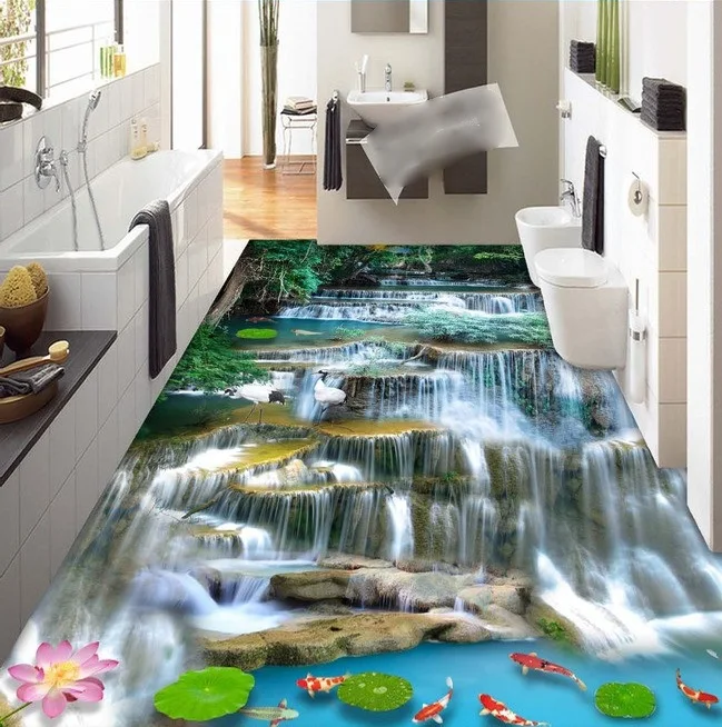 

3d ПВХ настенное покрытие на заказ, наклейки на стену, водные водопады, настила для ванной комнаты, фотообои для стен 3d