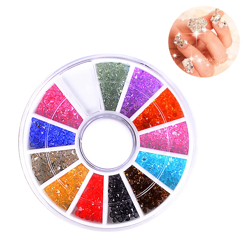 12 видов цветов/колесо цветные Стразы для ногтей украшения красоты дизайн