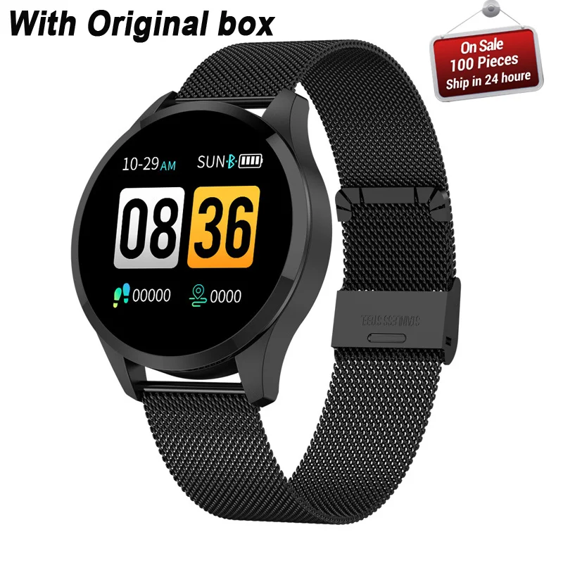 Black steel strap Умные часы Q9, водонепроницаемые, с напоминанием о звонках, умные часы для мужчин, с монитором сердечного ритма, модный фитнес-трекер - Цвет: Black steel strap