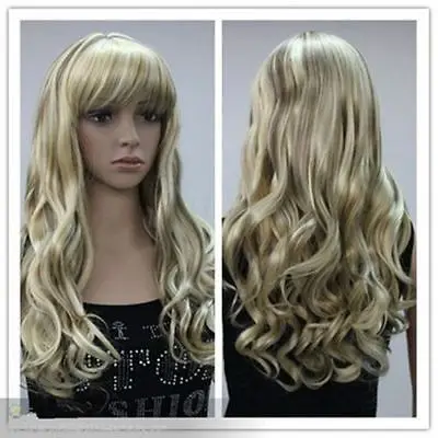 Новый блондинка смешанный длинные вьющиеся волосы косплей для женщин парики