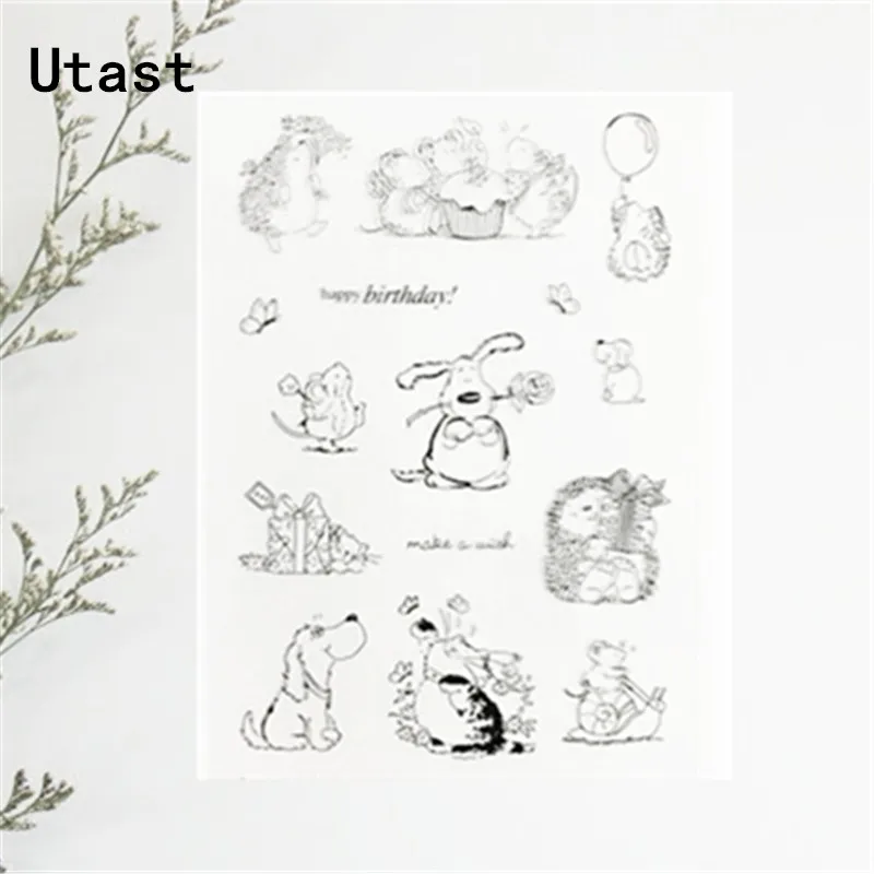 Прозрачные силиконовые штампы в виде мыши и Ежика/прозрачные резиновые для