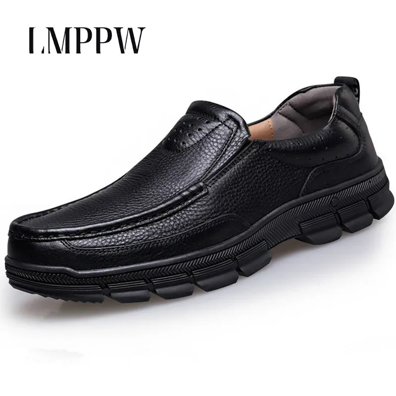 Лоферы мужские из натуральной кожи удобные мягкие мокасины без застежки обувь