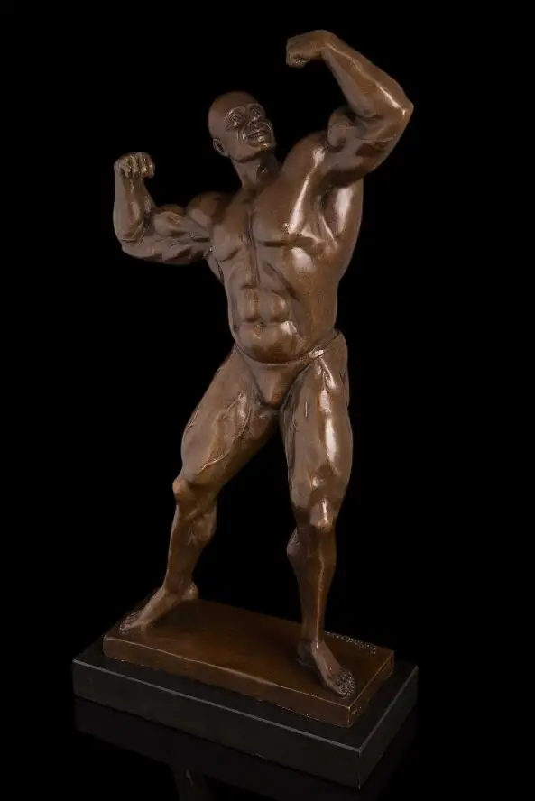 49 CM Western Art Deco Pure Bronze Statue Marble Strong Muscular Handsome Man Sculpture | Дом и сад