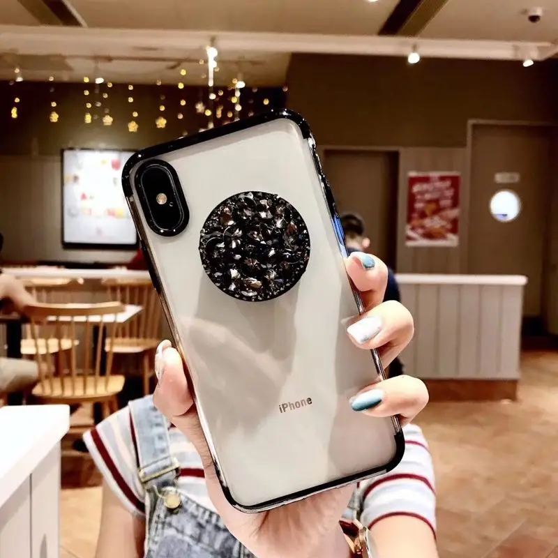 Airbag bracket mobile phone case For iPhone X XS MAX XR 6 6s 7 8 plus 5 5S Fancy crystal stand plating soft cover |