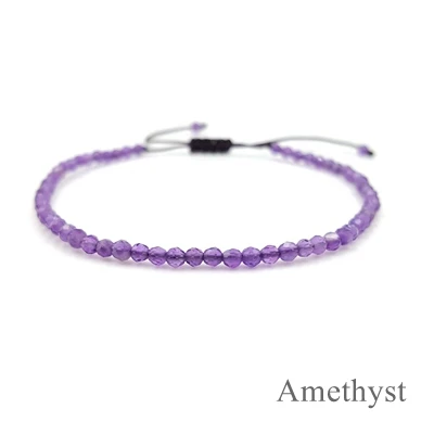 Amethyst Lii Ji крошечные тонкие драгоценные камни Регулируемый друг браслет для детей женщин мужчин подарок - Цвет камня: Amethyst