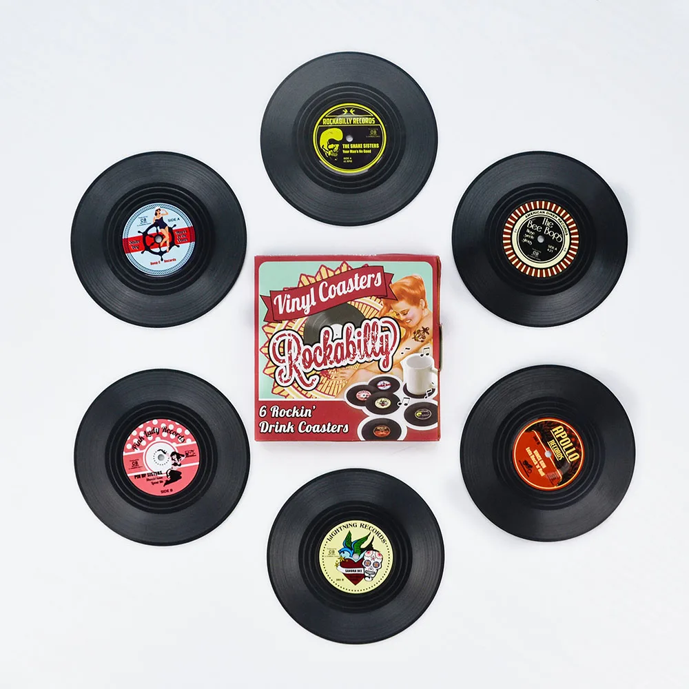 Пластиковый виниловый подстаканник для записей 4 6 шт. черная Ретро Подставка под