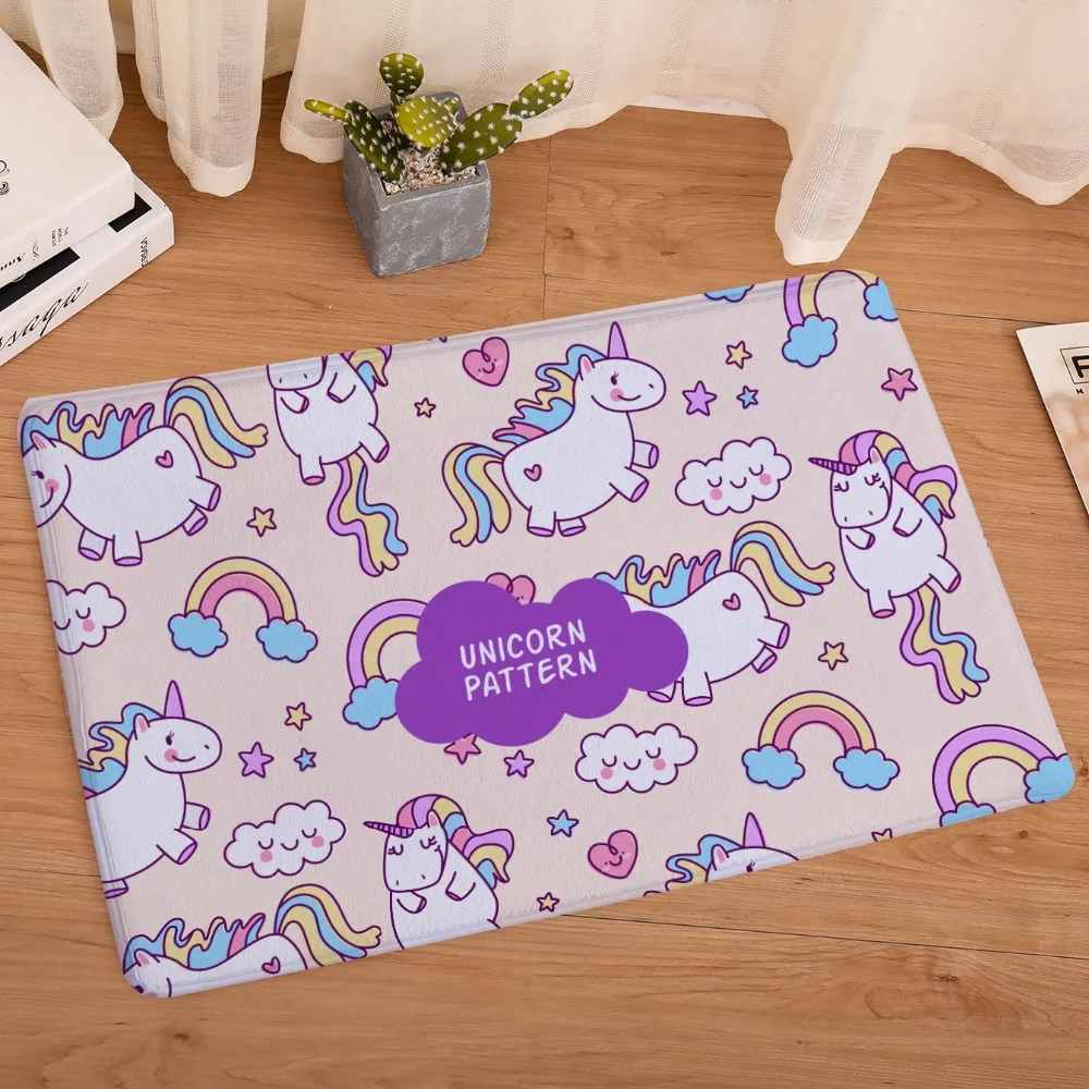 Фланель дверной коврик печатная Единорог шаблон спальня душевая сопротивление