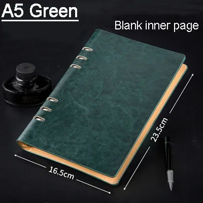 A5 Green Записная книжка в форме листа A6A5B5A4 чистая белая бумага простой бизнес-блокнот Пользовательский логотип искусственная кожа надпись подарок - Цвет: A5 Green