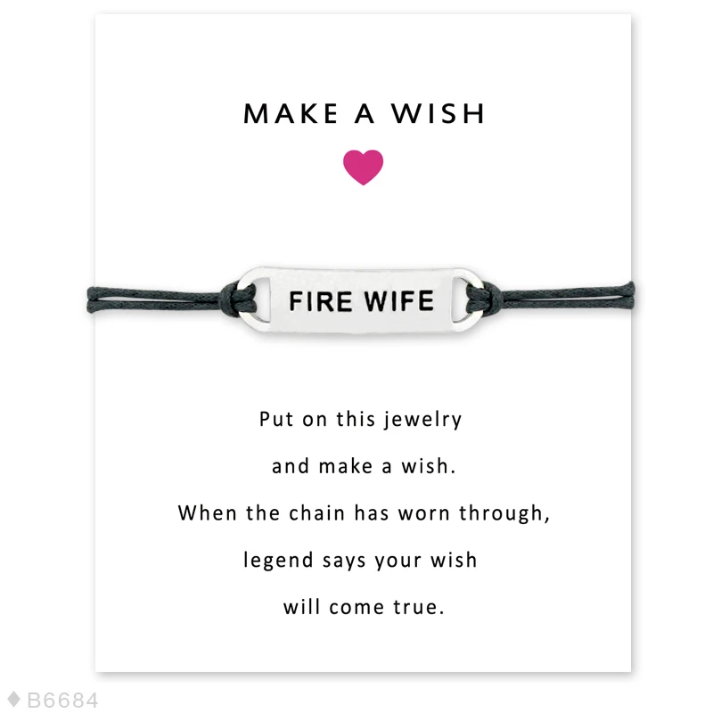 Регулируемые браслеты дружбы для женщин и девушек серебристые пожарные женские