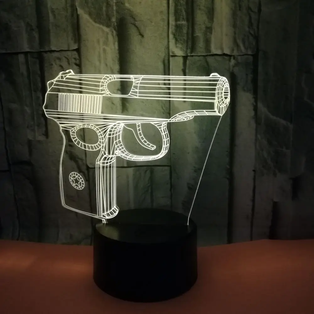 3d ночник для моделирования пистолета семь красочных настольных ламп с сенсорным