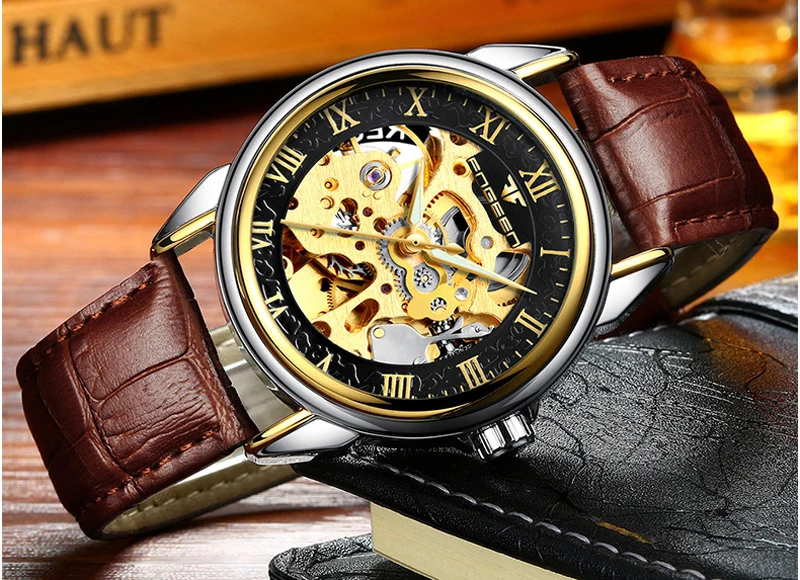 Для мужчин Часы автоматические механические часы мужской Tourbillon часы золотые модные часы Скелет лучшие брендовые наручные часы Relogio Masculino