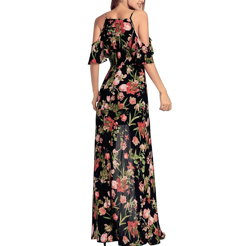 2018 Горячие Летняя распродажа черный розовый Цветочный принт короткий рукав