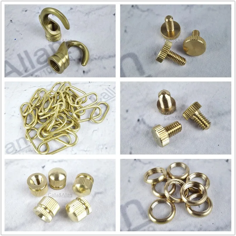 Brass material lamp parts base accessories hooks screws round threaded nuts copper chain ring for lighting base ceiling mount