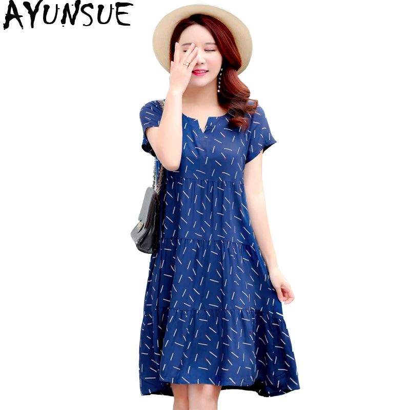 AYUNSUE Vestido платье с цветочным рисунком Сезон лето 2020 размера плюс 4XL 5XL 6XL зеленый
