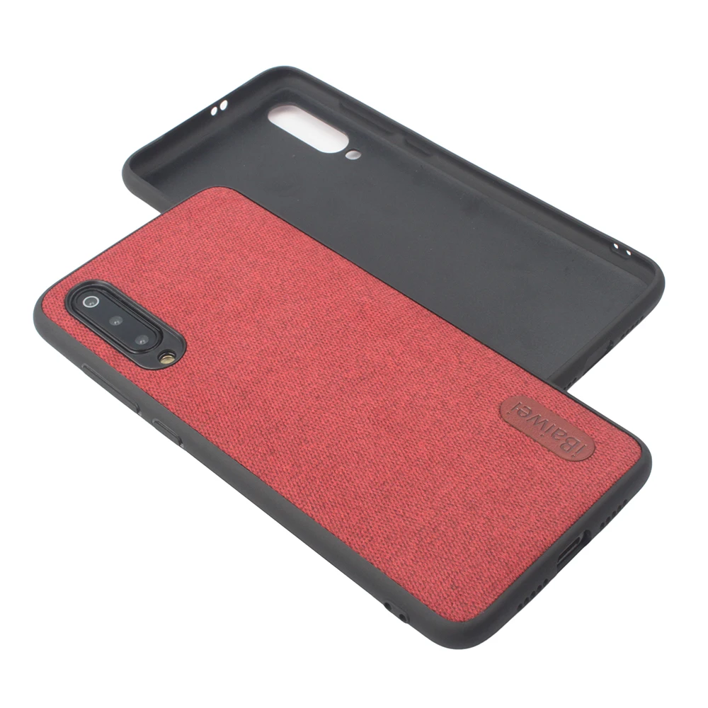 Fabric case Red Тканевый чехол для телефона для Xiaomi Mi 9, задняя крышка, роскошный силиконовый защитный чехол с краями, Xiaomi Mi 9 SE, чехол, не скользит - Цвет: Fabric case Red