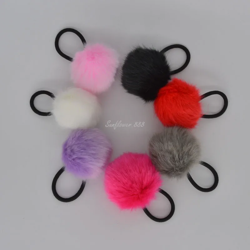 Girls Woman 6cm Pompom Ball Hairband Hair Rope Kids Adults Rubber Band Ponytail Holder Wedding Party Halloween Christmas|hair accessories|party hair