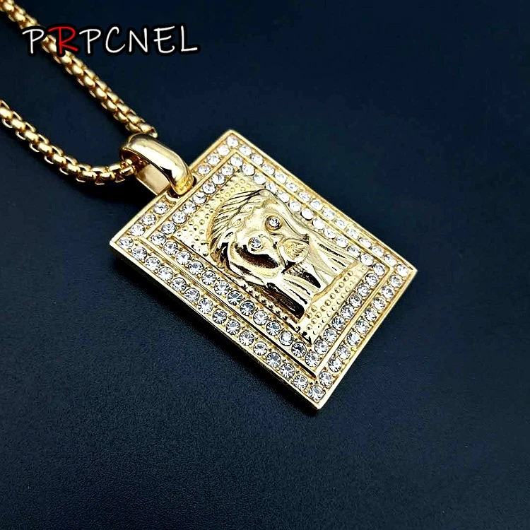 Панк Золотая голова Иисуса микро подвески ожерелья ювелирные изделия из