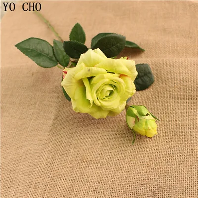green YO CHO DIY свадебные искусственные головки цветов Роза Пион украшение дома аксессуары креативные для свадьбы Искусственные цветы Шелковый цветок - Цвет: green