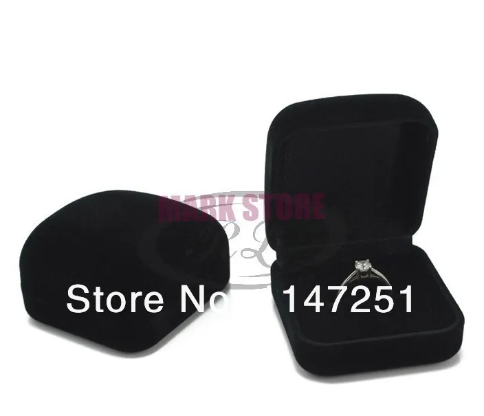 Wholesale High quality 5x5x2.8cm 60pcs/lot Black Square Velvet Ring Box Favor Jewelry Earrings Display Packaging Boxes