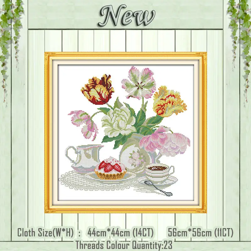 Afternoon tea desser Мороженое послеобеденный чай время торт живопись Счетный принт на холсте DMC 11CT 14CT наборы вышивка крестиком набор для рукоделия - Цвет: Afternoon tea desser