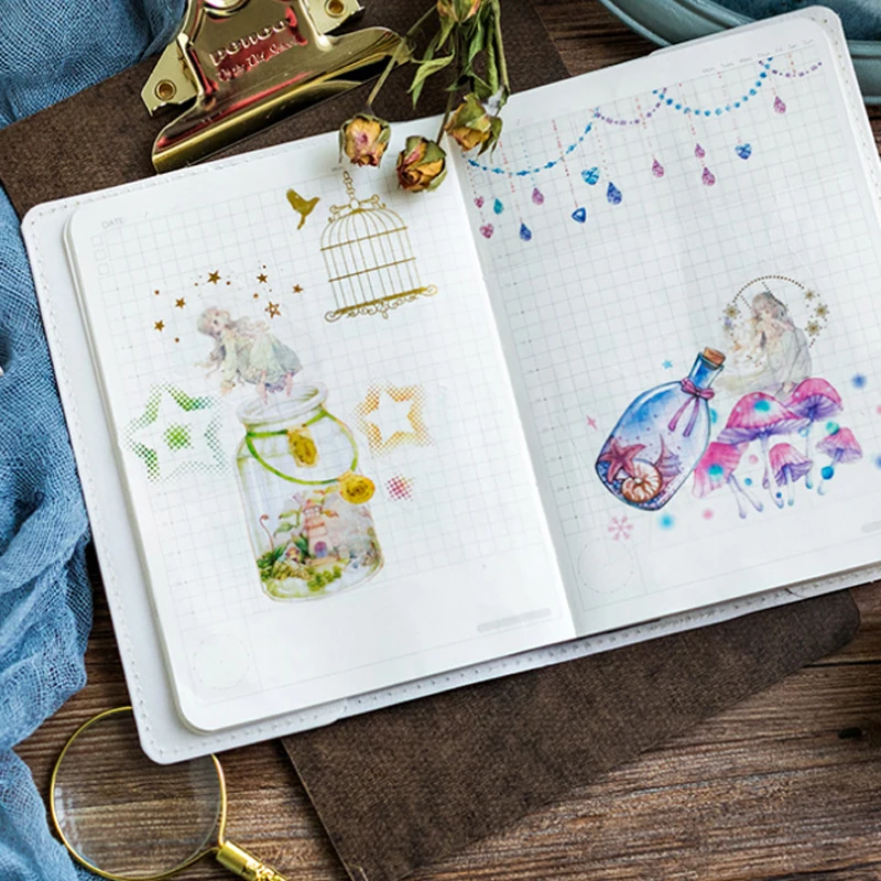 3,5/4 см* 5 м красивые замок и грибы девушка бутылки вина бумажный скотч ручная работа Скрапбукинг декорирование изоляционная лента клейкая лента, Канцелярия