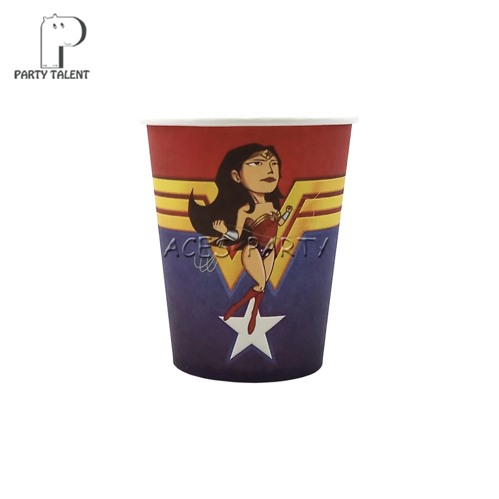 Вечерние принадлежности 48 шт Wonder Woman вечерние Детские посуда для вечеринки в честь Дня рождения набор, 24 шт десертные тарелки Посуда и 24 шт чашки очки