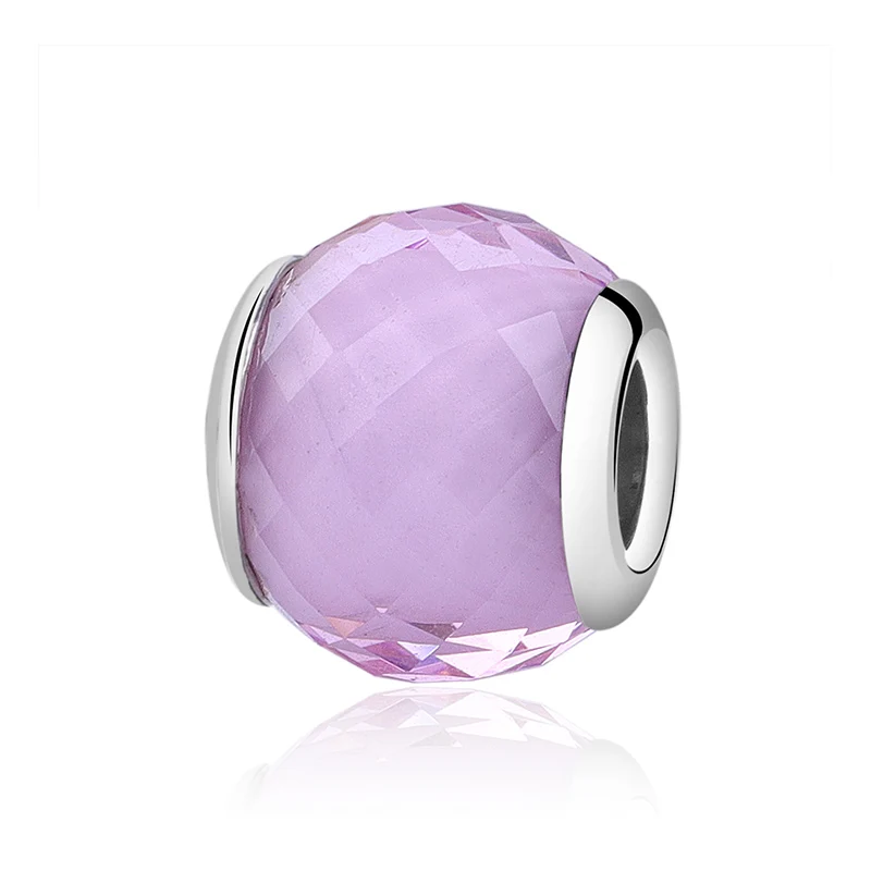 Pink Оригинальные 925 пробы серебряные амулеты бусины для изготовления ювелирных изделий стеклянные бусины подходят для браслетов Pandora ювелирные изделия - Цвет: Pink