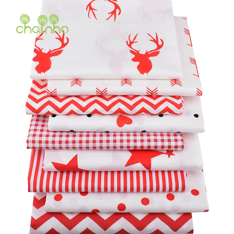 Chainho красный олень и геометрический узор набивная саржевая хлопковая ткань