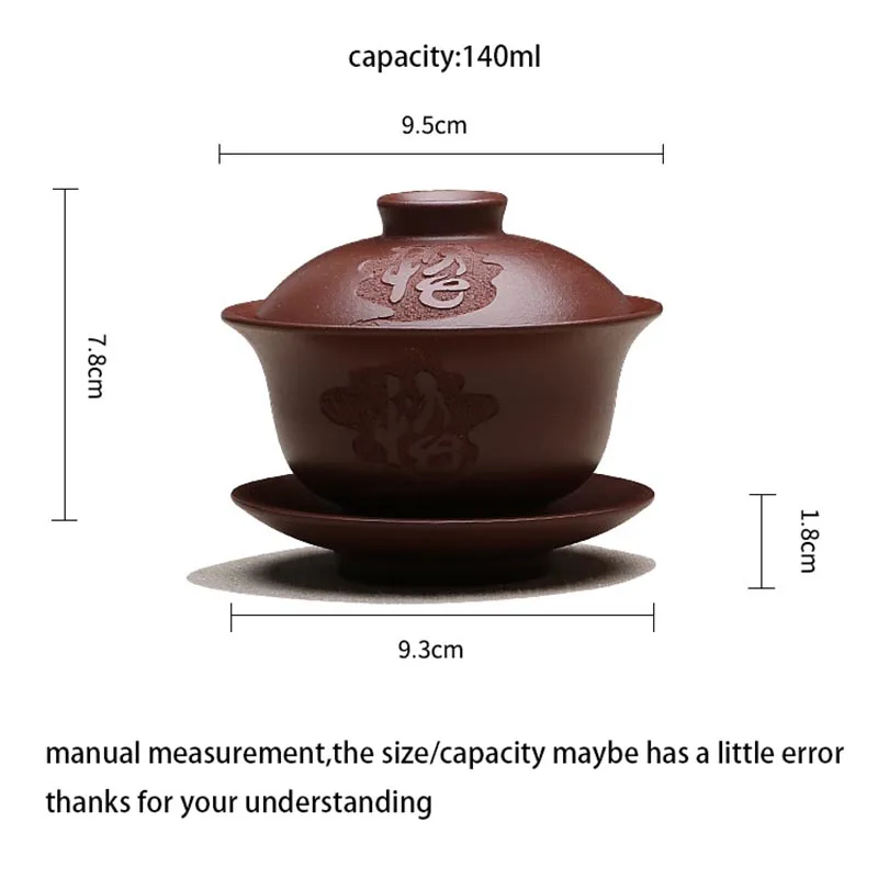 140 ml фиолетовая глина yixing Gaiwan все ручной природных Zisha для хватания миска с крышкой набор блюдец/Drinkware утварь бутик