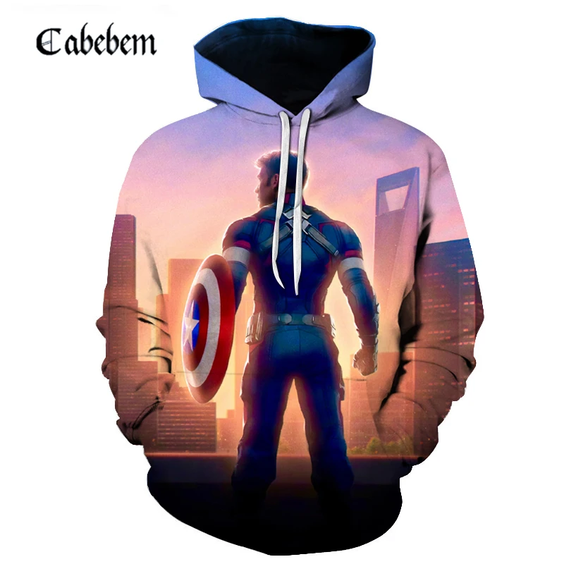 Новые мужские толстовки с 3D принтом Мстители унисекс капюшоном персонажами