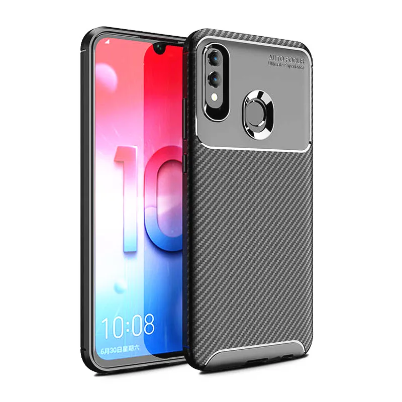 Чехол для телефона Huawei P Smart 2019 из углеродного волокна с мягким силиконом TPU, защищающий от ударов, с матовым покрытием.