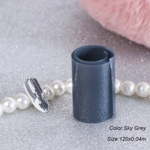 Sky Grey 1 рулон Фольга для ногтей бумажные наклейки Переводные слайдеры наклейки голографический Маникюр обёрточная бумага советы ногтей Фольга украшения набор TRA40 - Цвет: Sky Grey