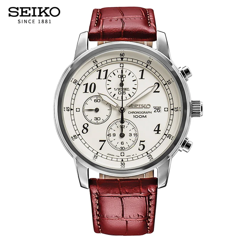 SNDC31J1 Оригинальные кварцевые часы Seiko 5 с солнечной энергией, светящиеся стрелки, календарь, кожа, сарпса, деловые модные часы, глобальная гарантия - Цвет: SNDC31J1