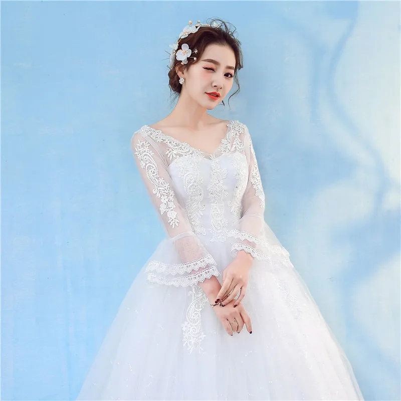 Корейское кружево AqqliquesVestido De Noiva с длинным рукавом принцесса свадебные платья Новая мода на заказ Плюс Размер свадебное платье GZ