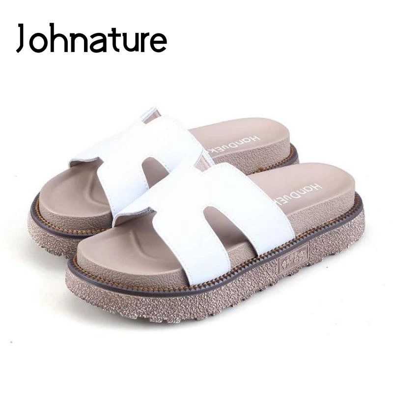 

Женские сланцы в римском стиле Johnature, однотонные шлепанцы на плоской подошве, со шитьем, обувь на среднем каблуке для улицы, для лета, 2022