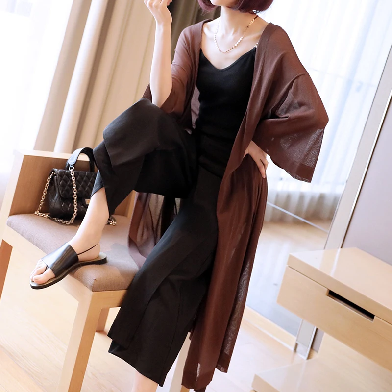 New Fashion Sun Protection ice silk women's knitted sweater knitwear solid Female Office Lady Patchwork large size open stitch |