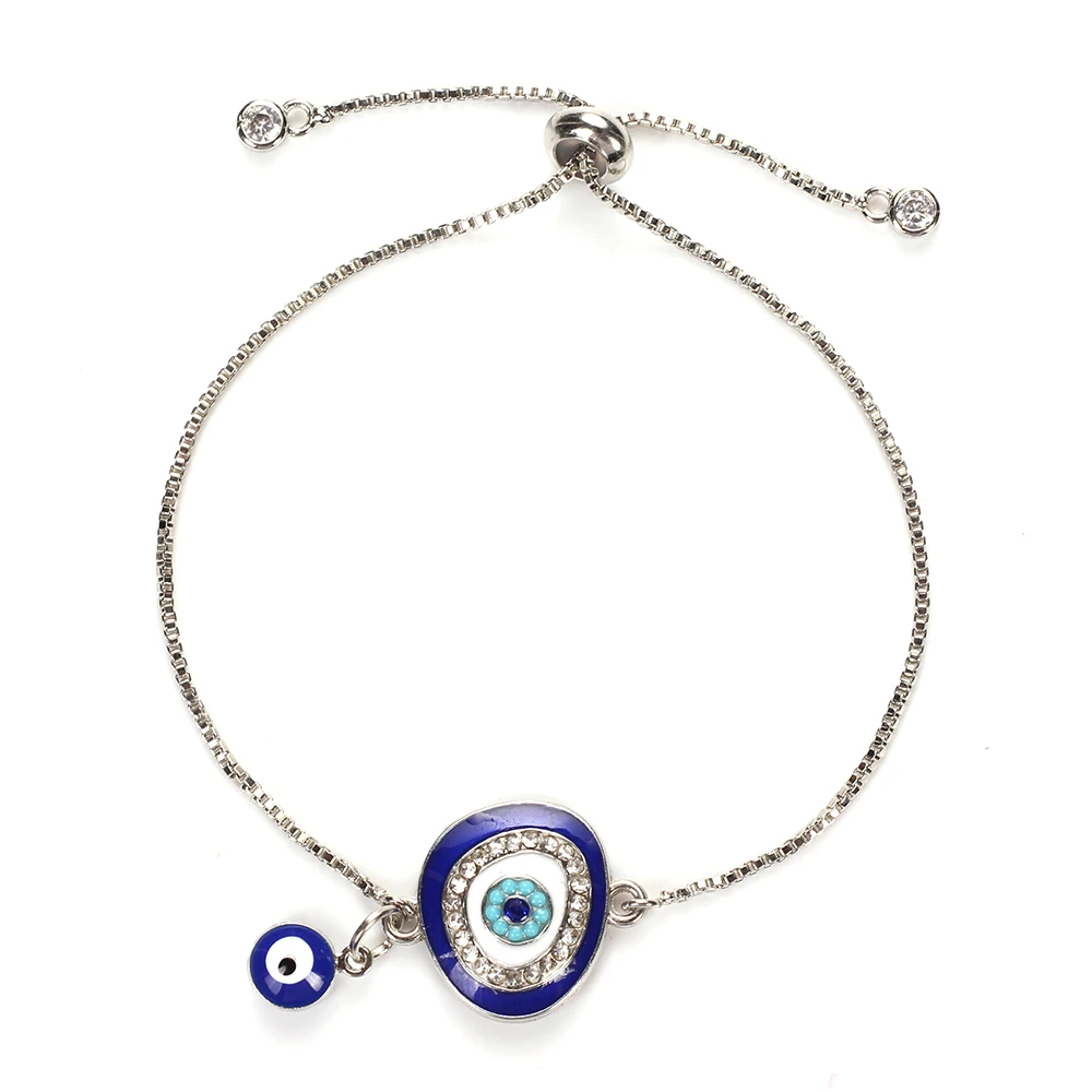 Lucky Eye Круглый браслет с подвесками звено цепи браслет сглаза кулон золото серебро кристалл кулон ювелирные изделия для женщин Подарки EY4992