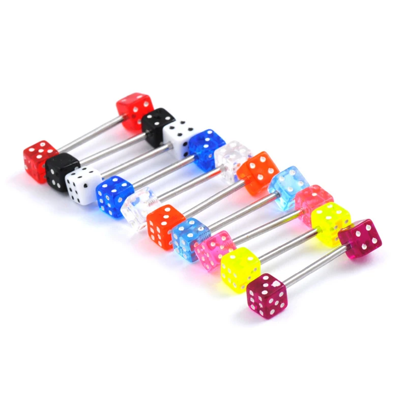 10 шт./лот Модные Акриловые Кольца для пирсинга языка из хирургической стали