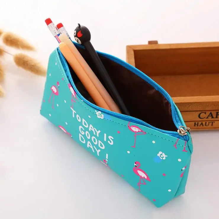 Kawaii креативный кожаный чехол для ручек с животными тканевый пенал карандашей etui a