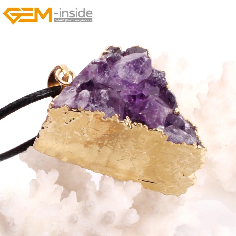 Новинка модная треугольная кубическая Подвеска из аметиста с драгоценным камнем