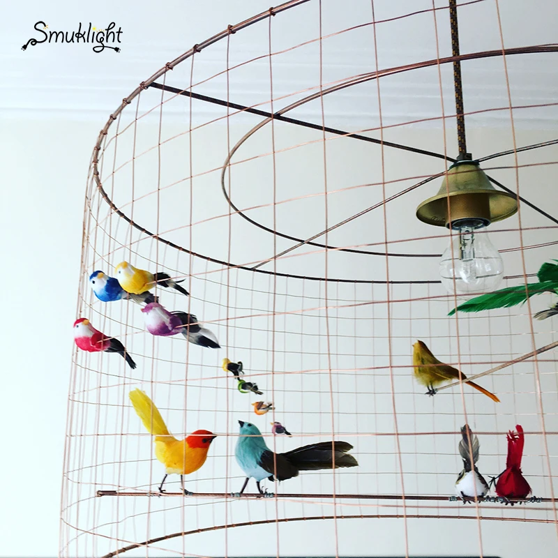 Скандинавский современный подвесной светильник из кованого железа с птицами LED