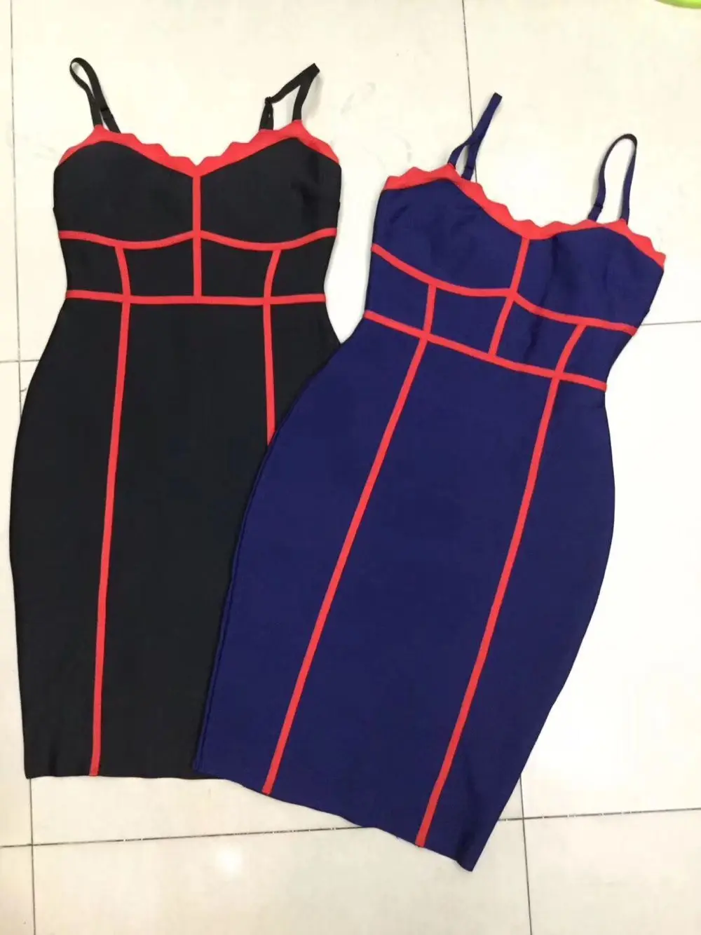

High Quality Blue Back Backless Beading Fashion Rayon Bandage Dress Club Party Dress