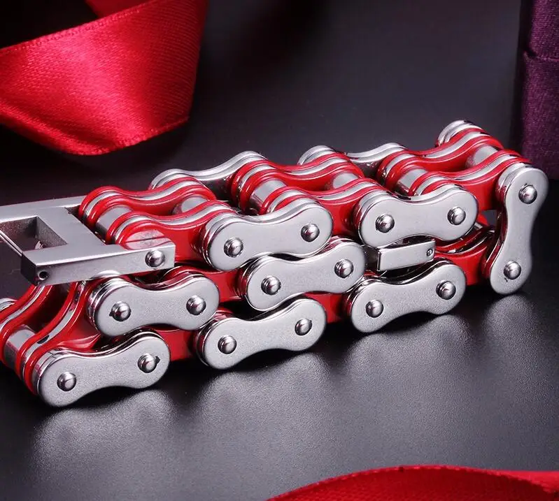 20 мм тяжелый панк рок мужские Красный Велосипед Байкер браслет-цепочка для