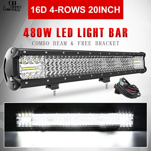 16D 20inch with Wire CO LIGHT 16D Lens 4-Rows 264W 336W 480W 696W 1128W Led Light 4x4 Offroad Bar Combo Led Bar for Offroad 4WD Truck Trailer 12V 24V - Цвет: 16D 20inch with Wire