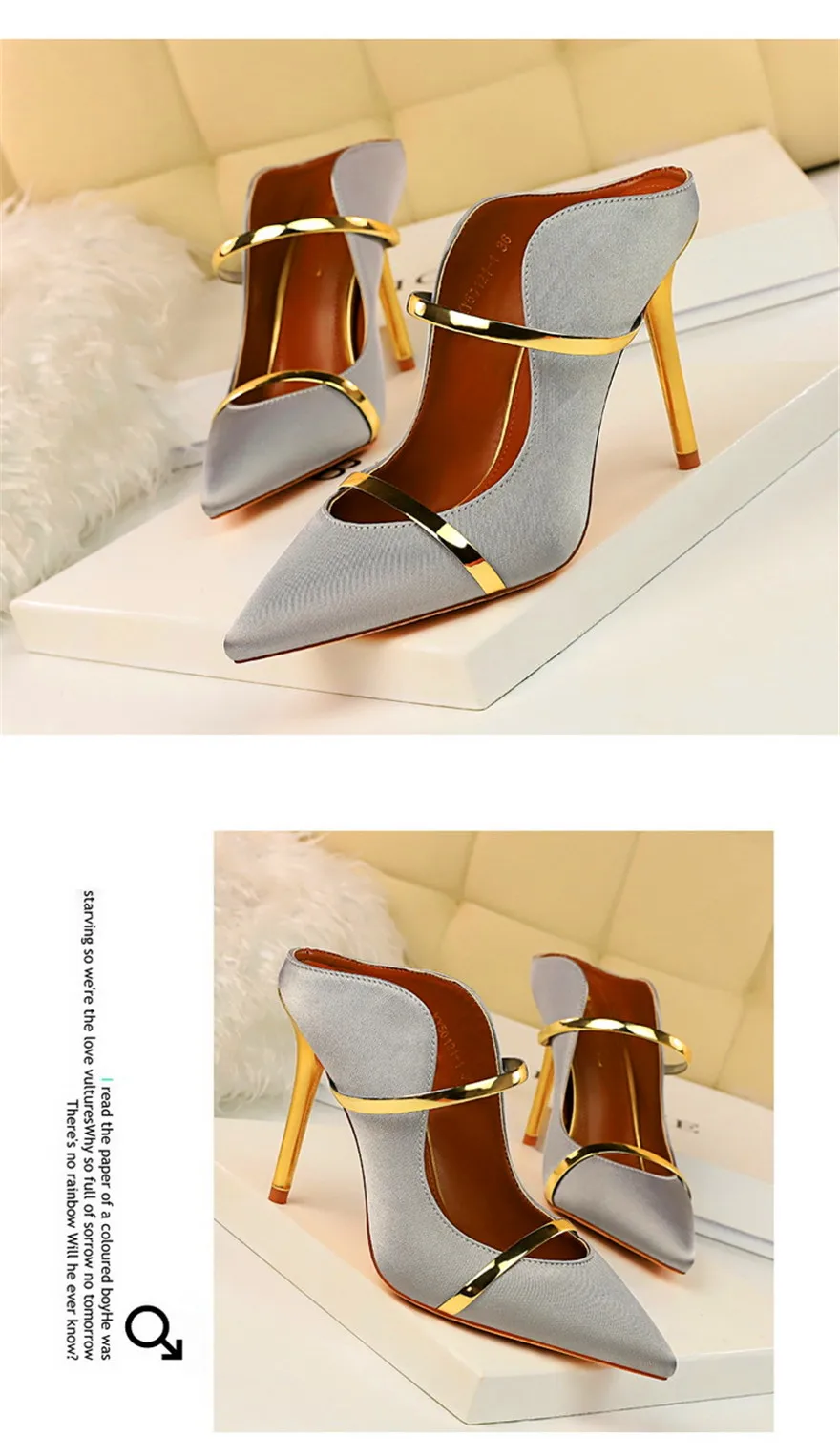 7 Colors Solid Silk Women Slippers Pointed Toe Outdoor Sandals High Heels Woman Sexy Party Show Thin Ladies Shallow Summer Shoes