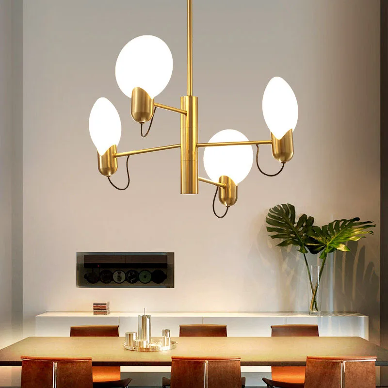 

Nordic Plated Gold Pendant Light White Glass Lampshade E14 Hanging Lighting Fixture Dining Room Restaurant Modern Pendant Light