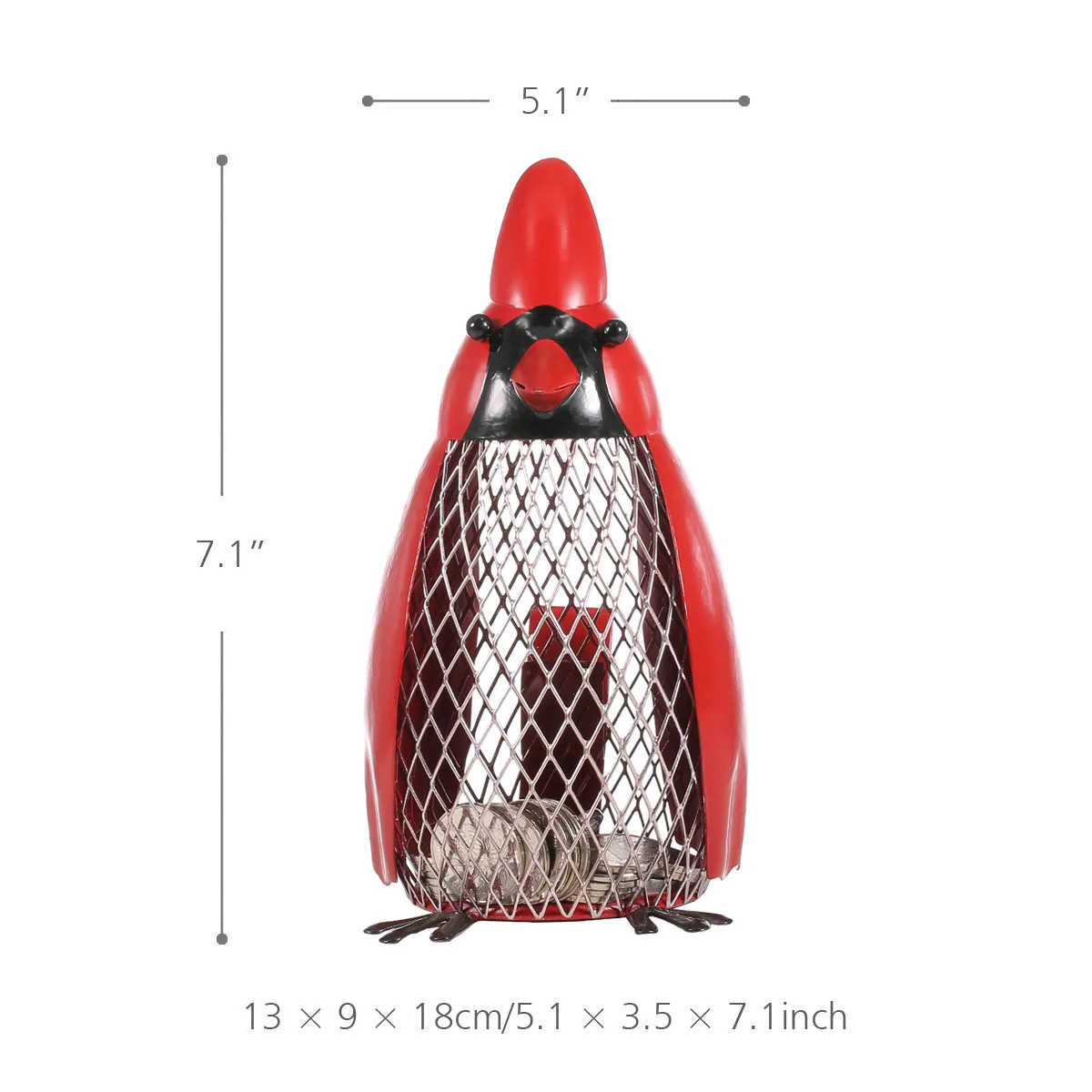 Коробка для денег Tooarts Bird красная ручная работа в форме птицы банк монет подарок