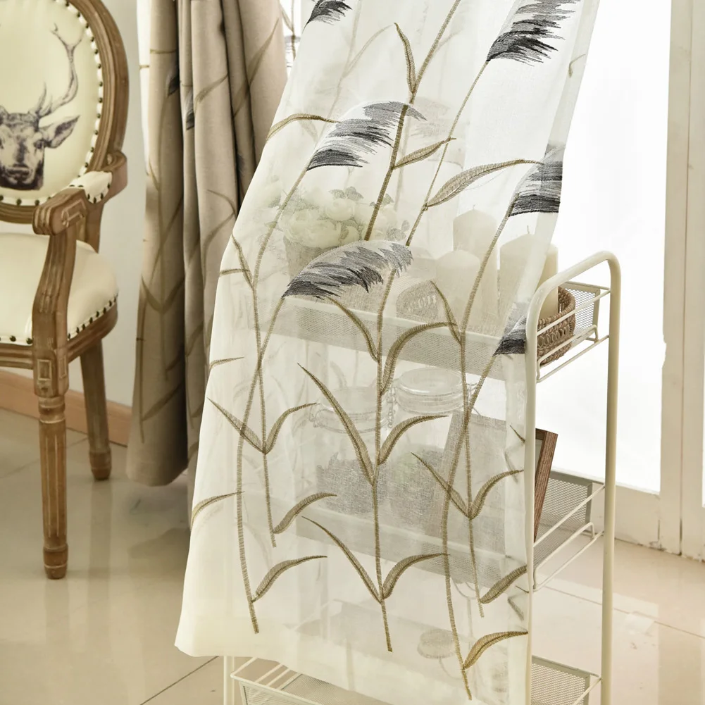 Плотные лечения современный занавес тюль панель завод Бежевый гостиной Окно для