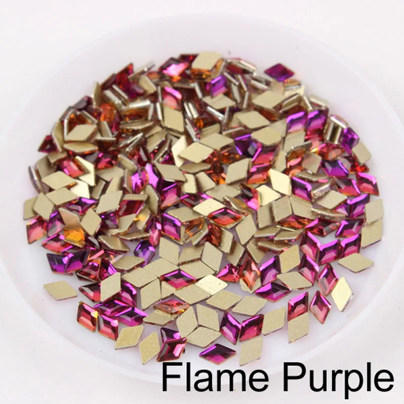 Flame Purple 30/100 шт./лот ногтей Стразы 3x5 мм Flatback ромб с цветными камнями для 3D нейл-арта украшения - Цвет: Flame Purple