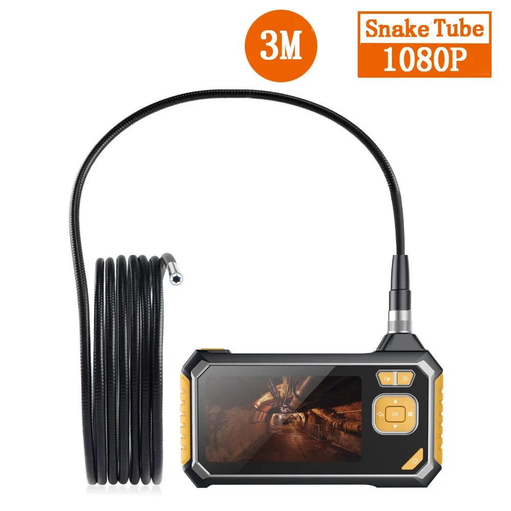 Snake Tube 3M 8,0 мм промышленная камера-эндоскоп 1080P HD 4,3 дюймов цифровой ЖК-экран камера наблюдения профессиональный автомобильный осмотр бороскоп - Цвет: Snake Tube 3M